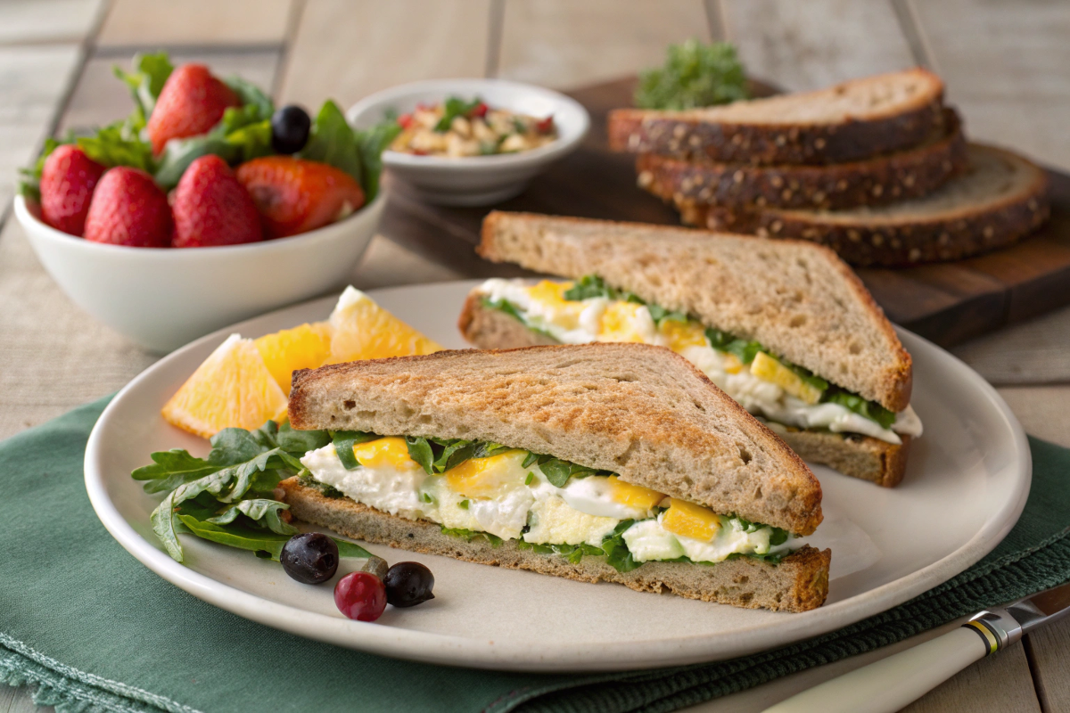 Healthy Eggs and Ricotta Sandwich with Salad