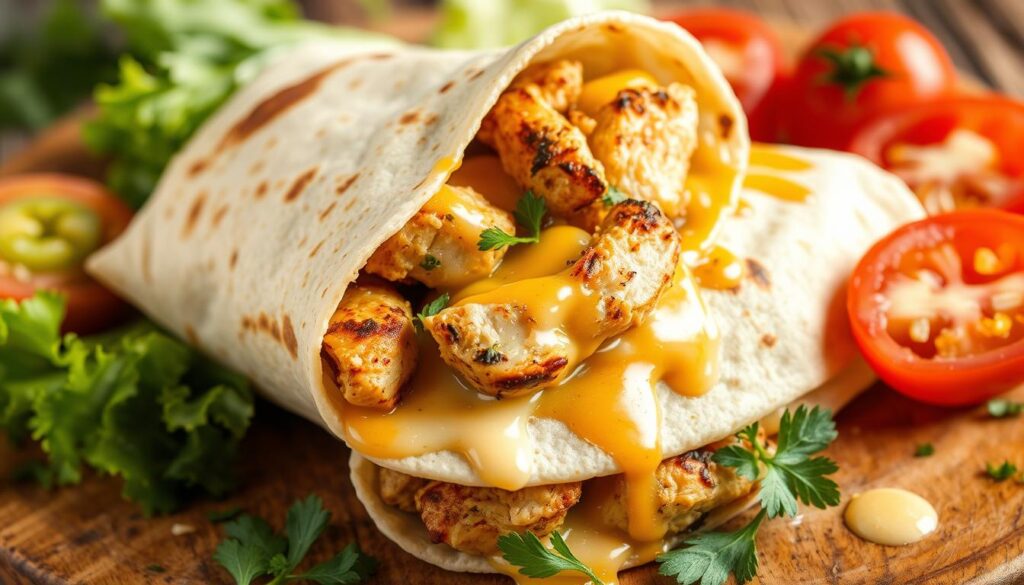 cheesy garlic chicken wrap