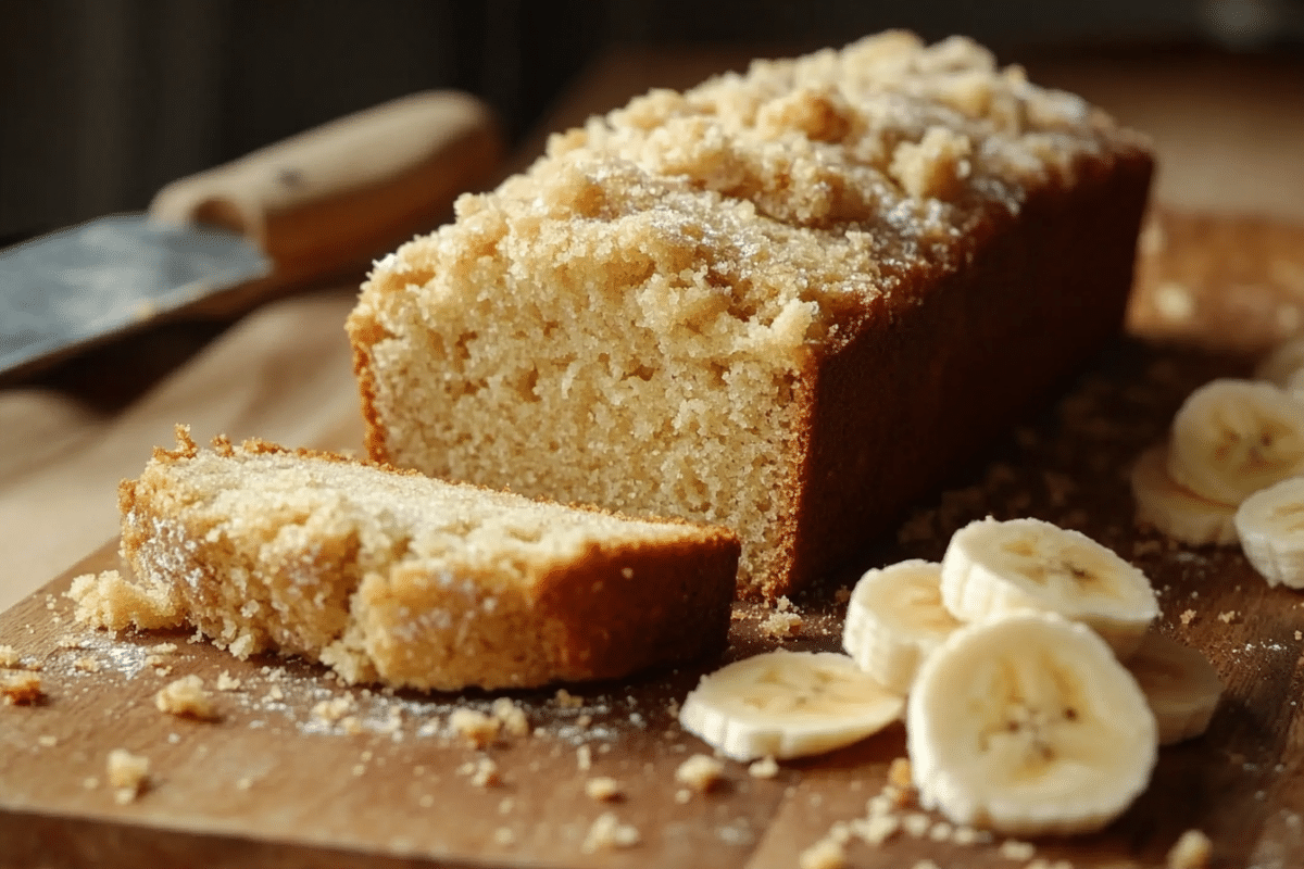 4 ingredient banana bread served with honey and fresh berries