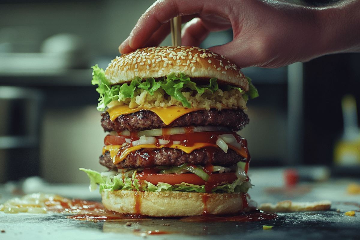 Step-by-step Big Mac assembly process