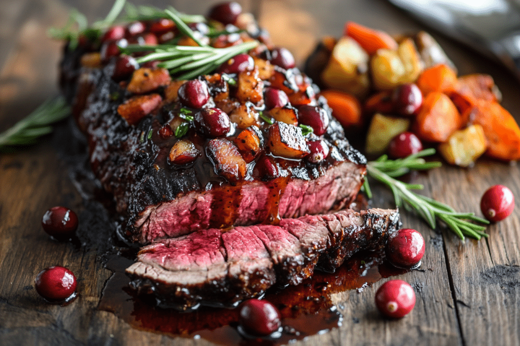 Juicy Cranberry Dijon Boeuf Loin Roast with Apple Cider Glaze