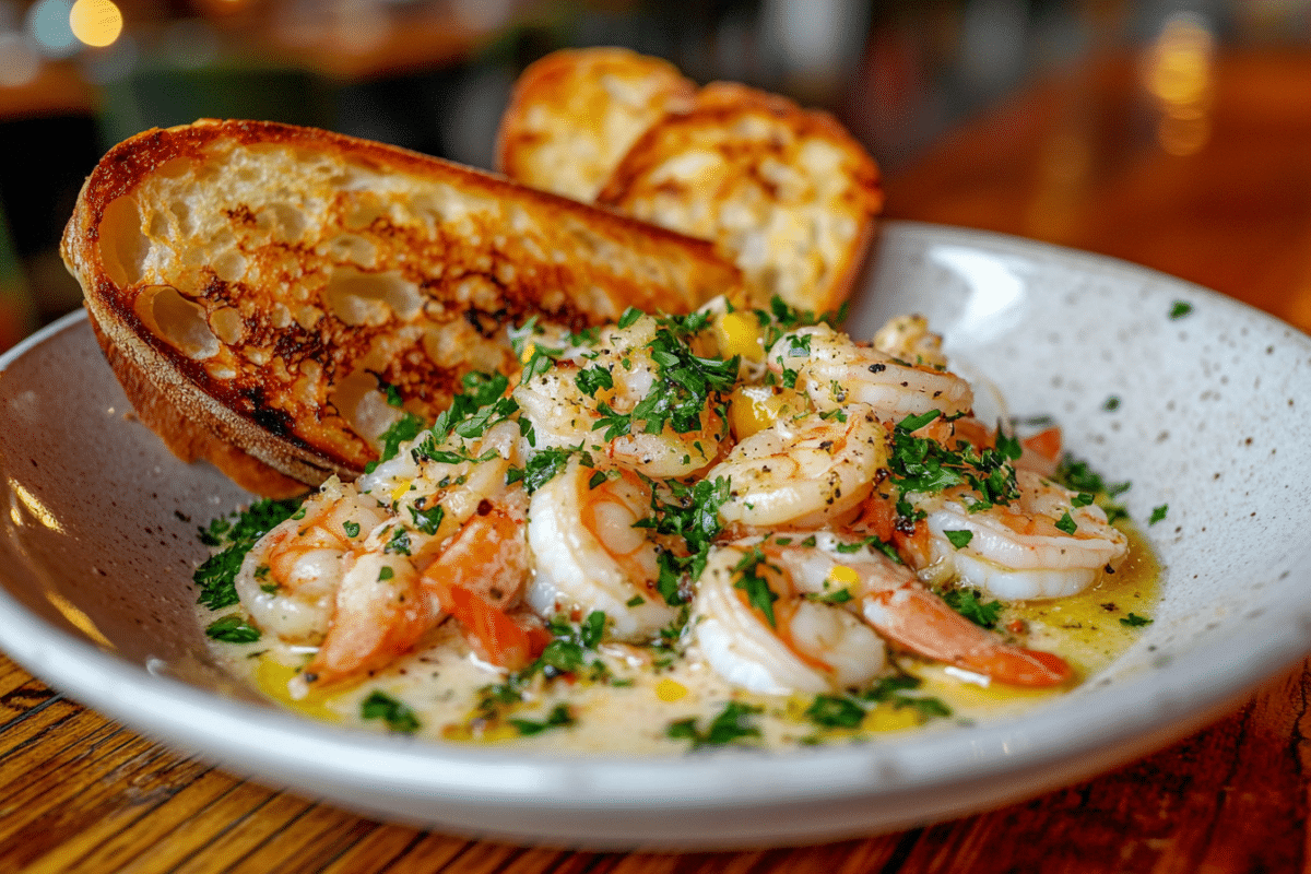 Shrimp Scampi Bowls with Garlic Bread