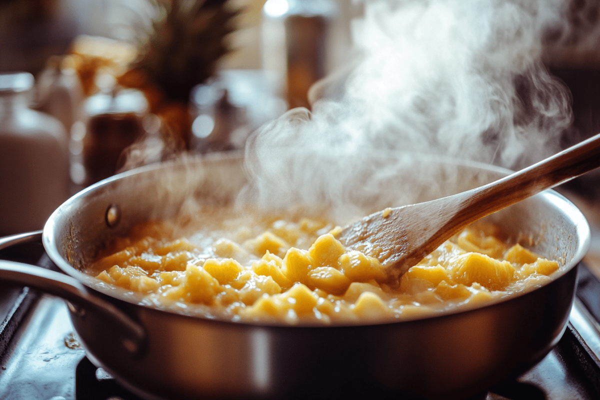Pineapple filling being prepared for Elvis Presley Cake