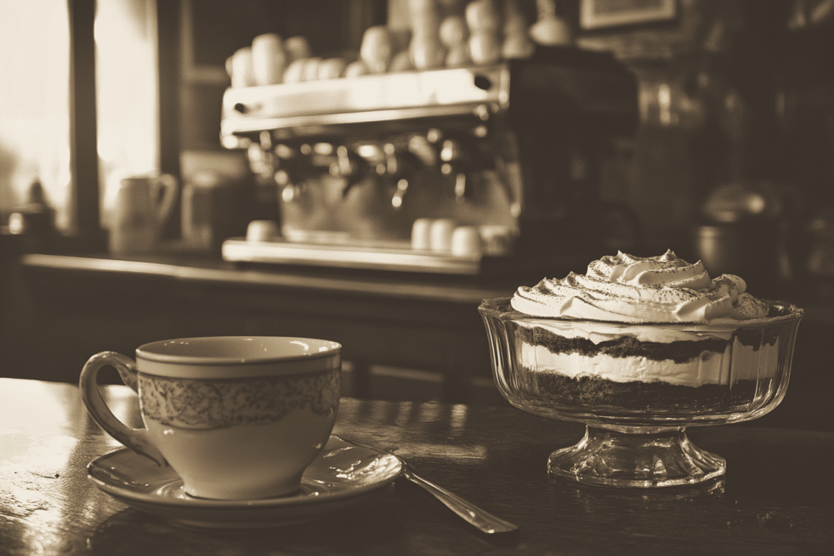 A chef preparing classic tiramisu in an Italian café
