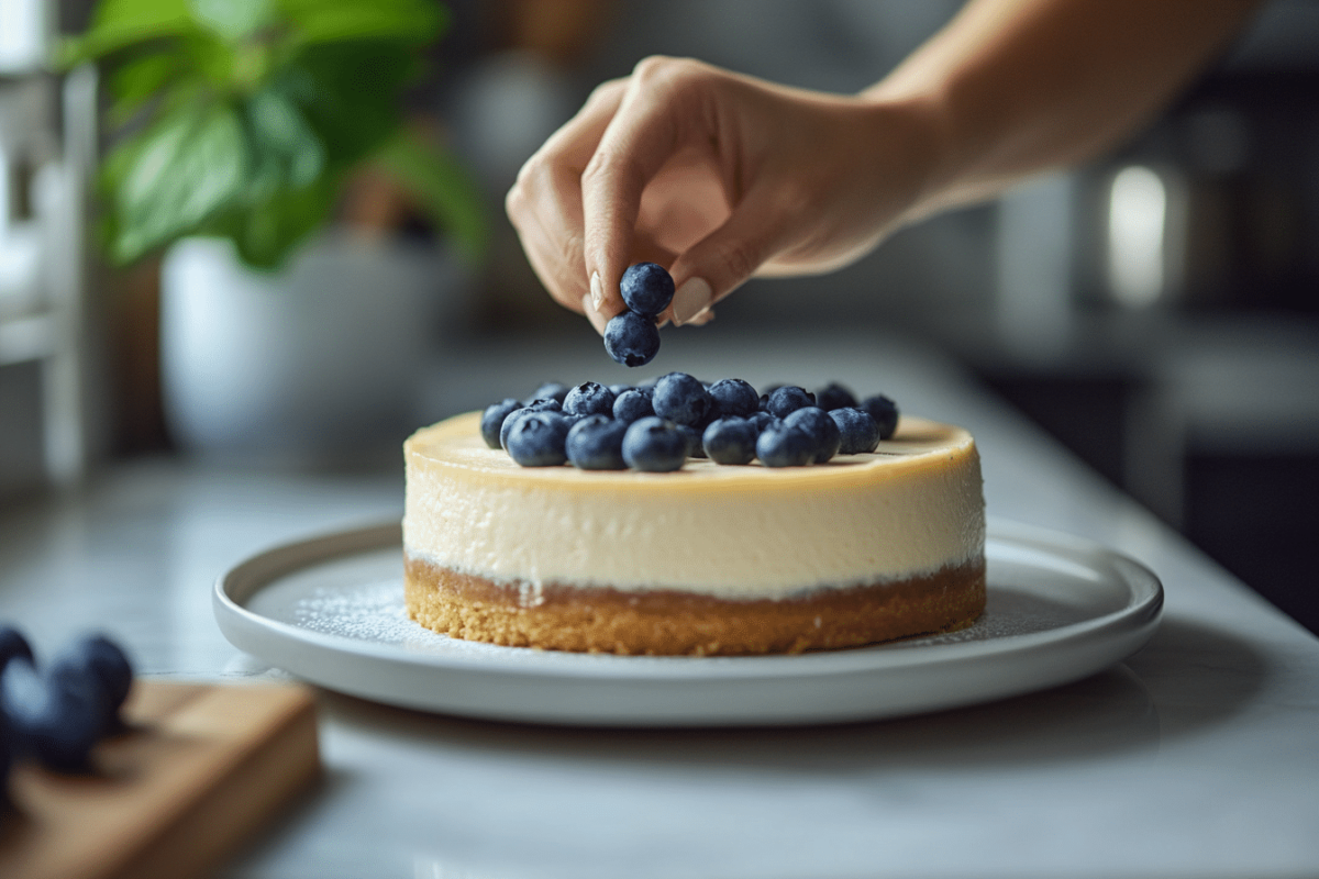Elegant presentation of the perfect cheesecake slice.