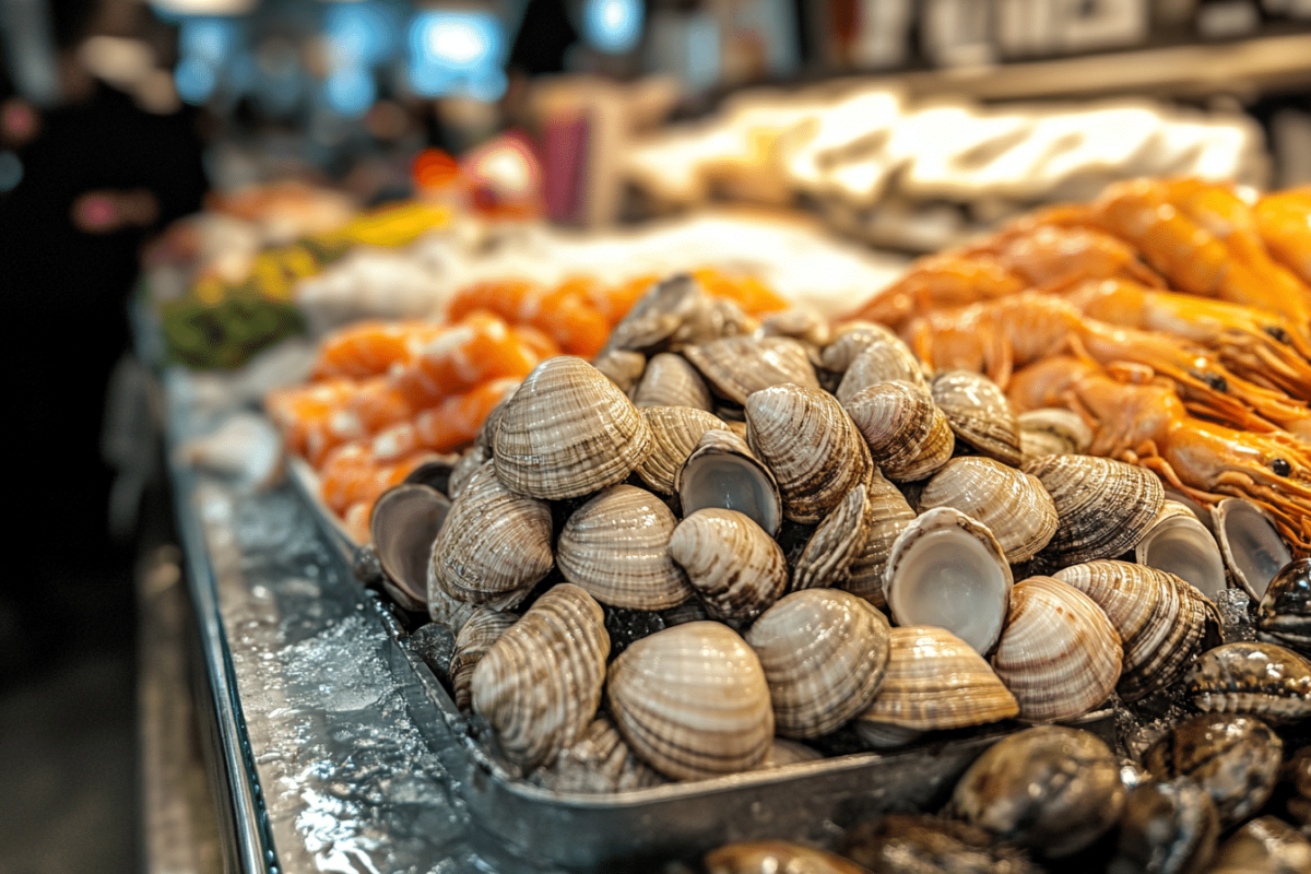 Fresh clams ready for clam chowder