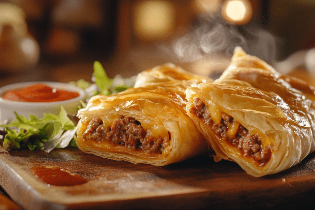 Savory puff pastry with minced meat
